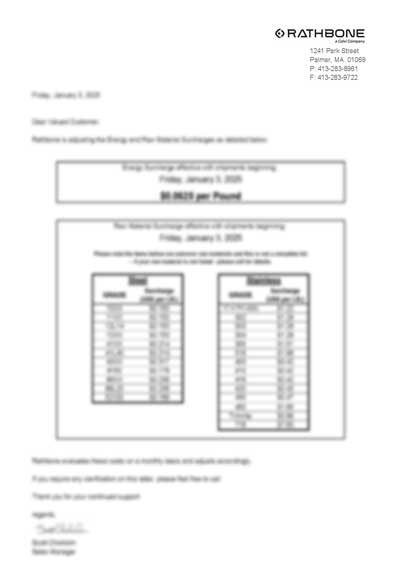 Raw Material Surcharge